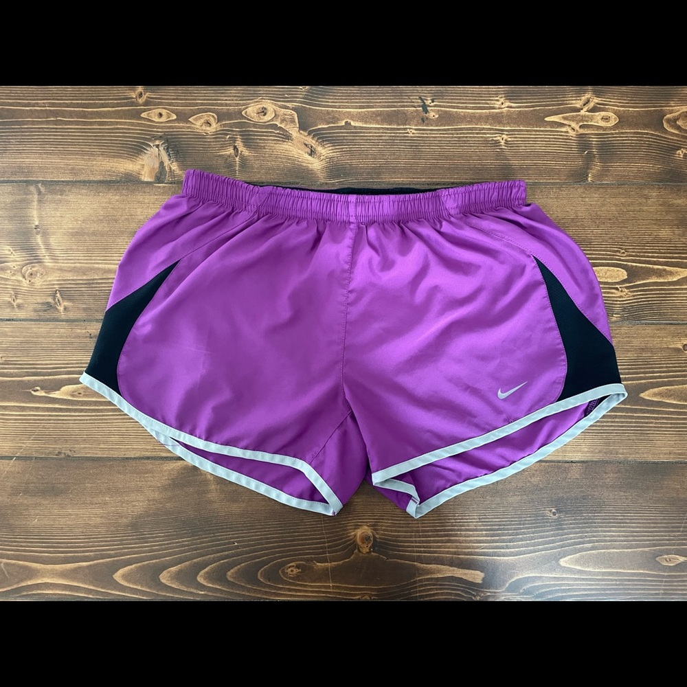 Small purple black and grey Nike running shorts